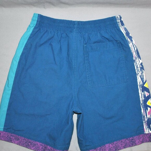 Vintage Ocean Pacific Shorts Boys Size Large Retro Surf Blue & Geometric Shorts - Picture 8 of 11